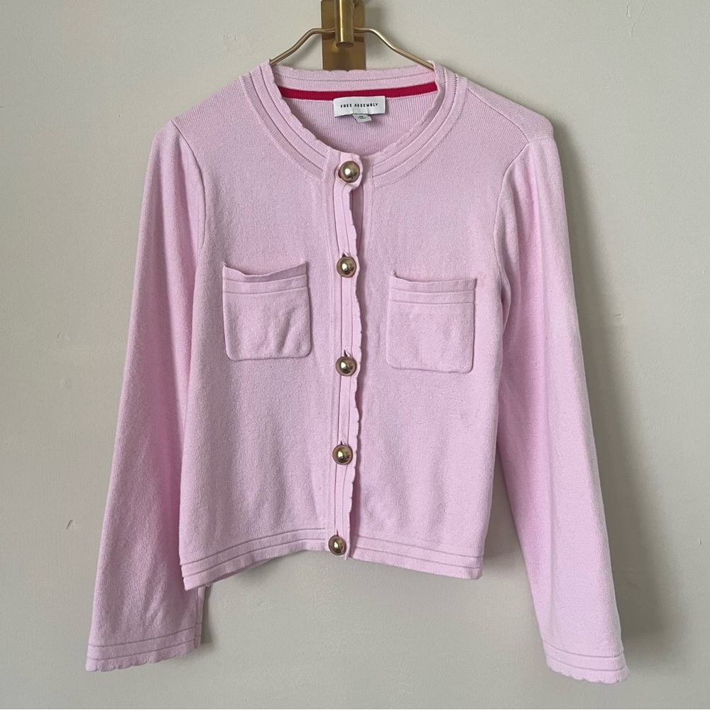 Free Assembly‎ pastel feminine Pink Knit Cardigan with Gold Buttons size XS